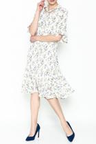  Floral Pattern Ribbon Dress