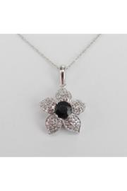 Diamond And Sapphire Flower Pendant Necklace 14k White Gold 18 Chain Wedding Gift September Birthstone