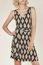  V Neck Tie Waist Print Dress