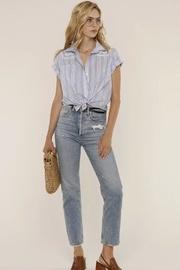  Linen Blend Detailed Top