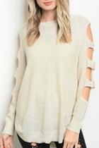  Oatmeal Cut-out Sweater