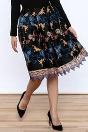  Black Embroidered Pleated Skirt
