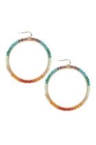  Wire-hoop With Glass-beads-hook-earrings