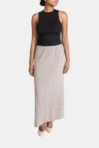  Taupe Linen Maxi Skirt
