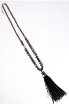  Long Feather And Suede Tassel Necklace