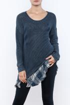  Zip Plaid Sweater