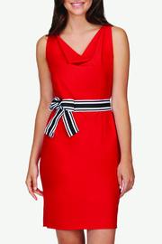  Ribbon Tie V Neck Dress