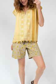  Mustard Stripe Tassle Top