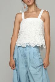  Floral Lace Shoulder Tie Top
