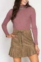  Suede Lace-up Skirt