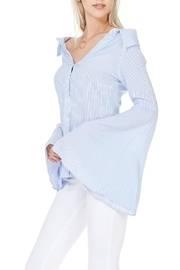  Pin Striped Off The Shoulder Top