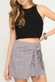  Plaid Mock-wrap Skirt