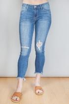  High Rise Cropped Hem Jeans