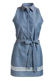  Chambray Sleeveless Shirt Dress