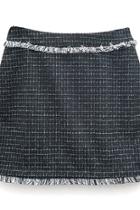  Black/white Plaid-fringe Skirt