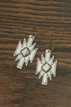  Natural-white-turquoise Aztec Earrings