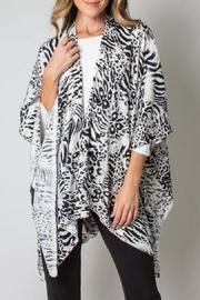  Bordeaux Cardi Wrap Poncho Black And White Leopard
