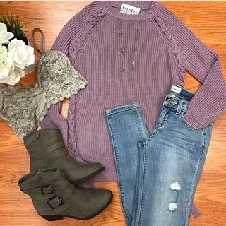  Lace-up Sides Sweater