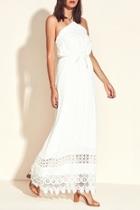  White Halter Maxi Dress