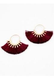  Burgundy Fan Earring