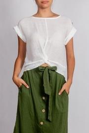 Olive Tie-waist-button Skirt
