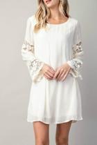  Lace-inset White Dress
