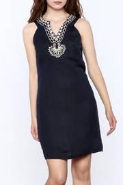  Navy Embroidered Shift Dress