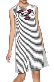 Stripe Embroidered Dress