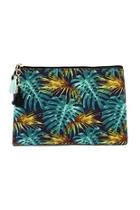 Blue-&-gold Leave-print Cosmetic-bag