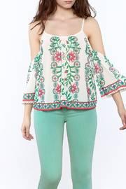  Print Cold Shoulder Top