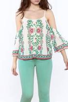  Print Cold Shoulder Top