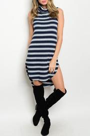  Navy White Striped Dress