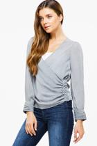  Ruched Side Button Boho Blouse