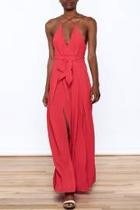  Bold Red Sleeveless Jumpsuit