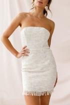  Shimmer-tweed Strapless Mini-dress