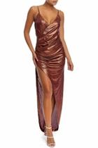  Metallic Pleated Wrap-dress