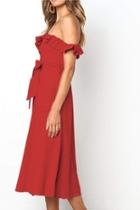  Off-shoulder Red Dress