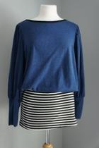  Solid-sweater-top Striped Mini