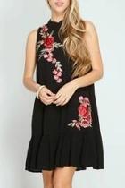  High-neck Embroidered Dress