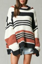 Striped Off The Shoulder Long Slv Top