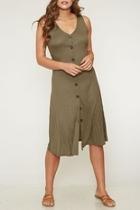  Olive Button-down Knit-dress