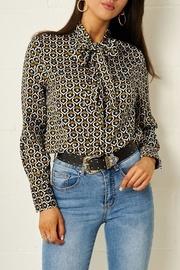  Heart-print Pussybow Blouse