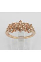  Morganite And Diamond Flower Cluster Anniversary Ring Rose Pink Gold Size 7