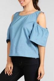  Cold Shoulder Chambray Top