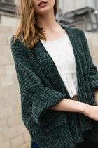  Cable Knit Slouch Cardigan With Wide 3/4 Sleeves