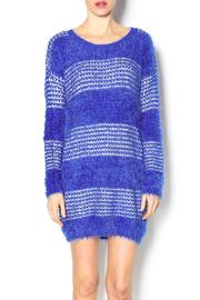  Fuzzy Stripped Sweater Dress