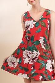  Red-peony Print Shift-dress