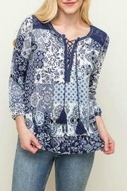  Navy Peasant Top