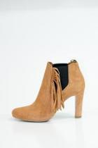  Fringe Ankle Booties Tan