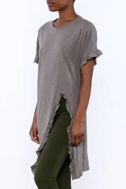  Grey Ruffle Tunic Top